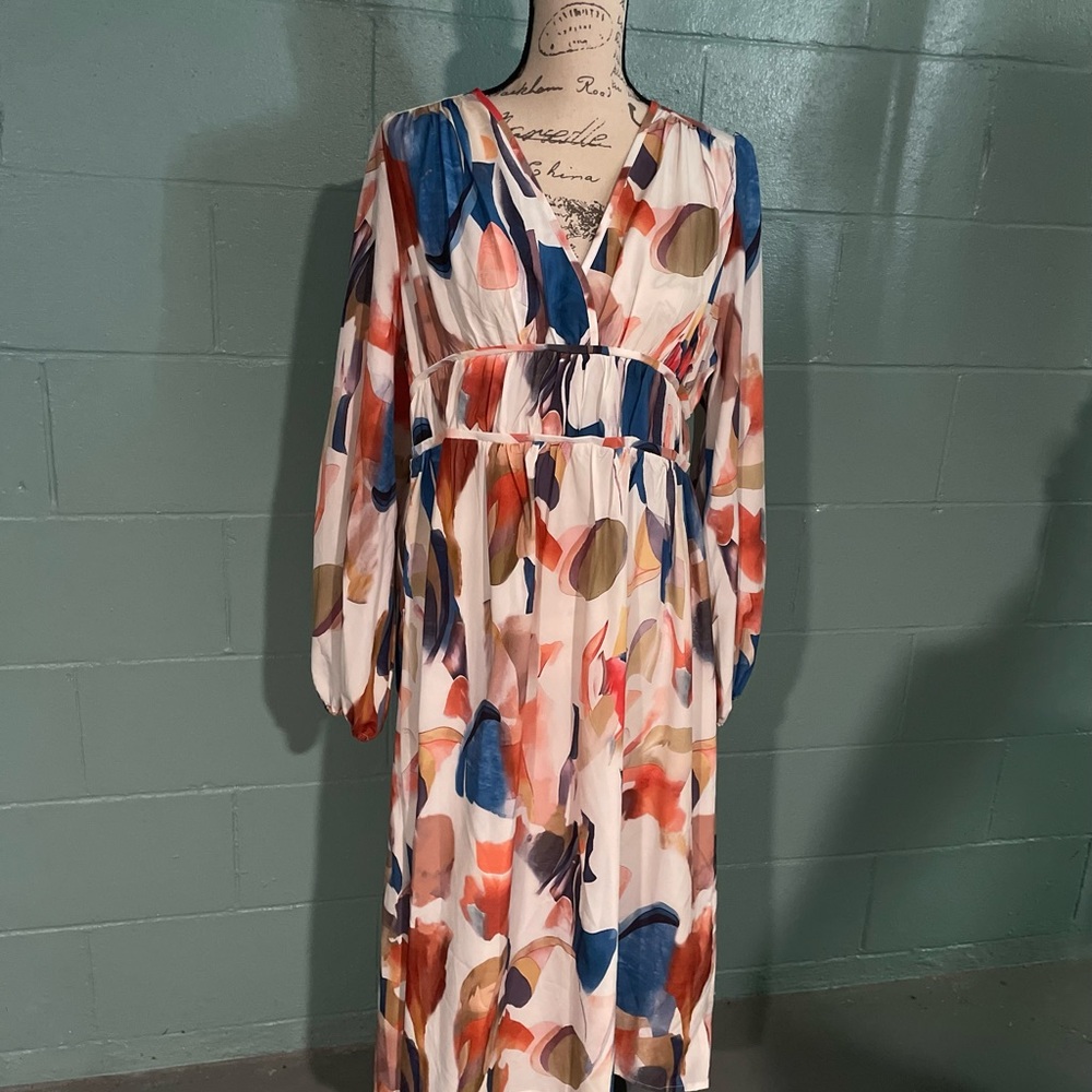 STYLEWE Vibrant Long Sleeve Dress with Abstract Print
